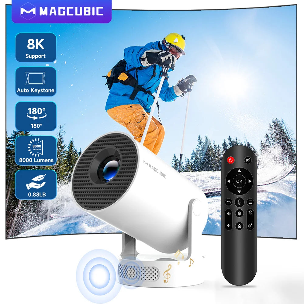 Magcubic Portable Projector HY300Pro+ Voice Control 8K Android 14 Projector 8000Lumens Wifi6 BT5.4 Cinema Outdoor  add Airmouse