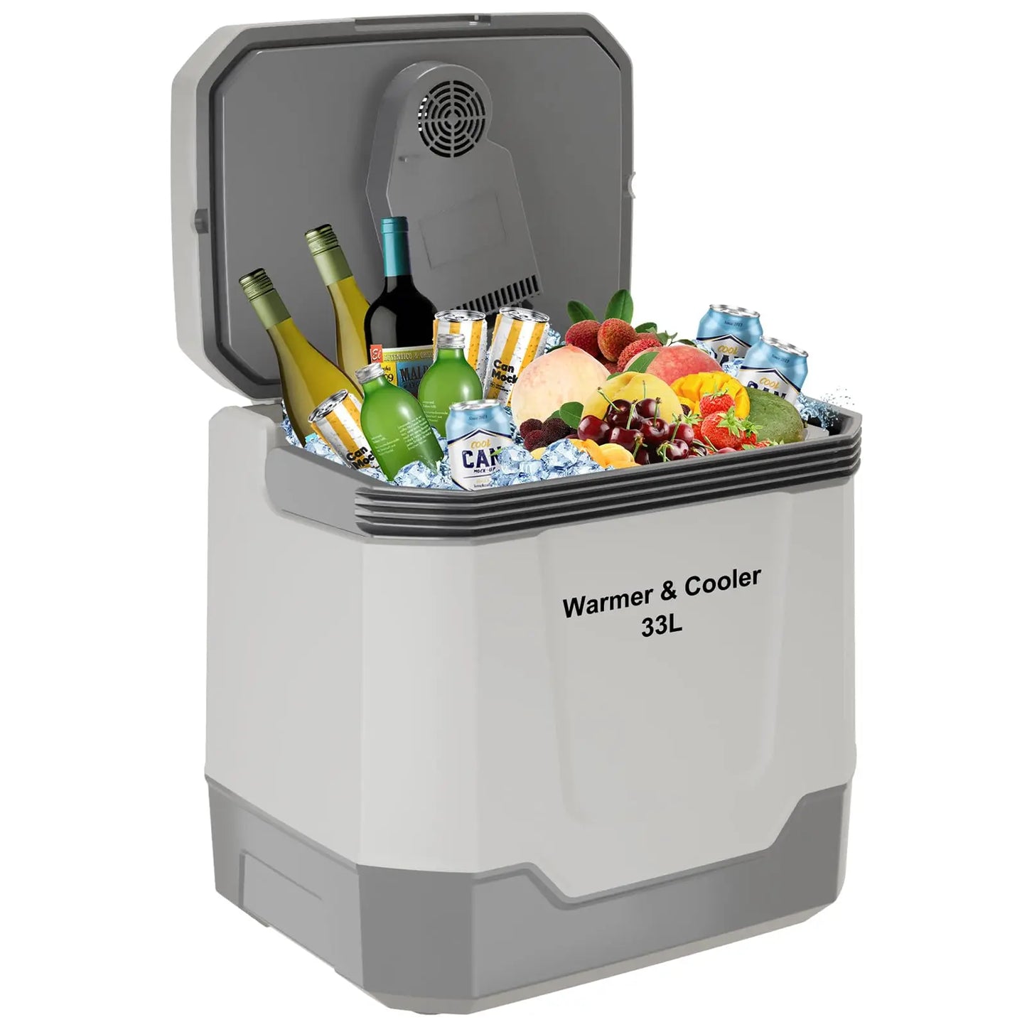 Portable 35QT Plug In Electric Cooler Warmer, 12V/110V Car Travel Cooler With Locking Handle For Camping Beach Picnic Food Home