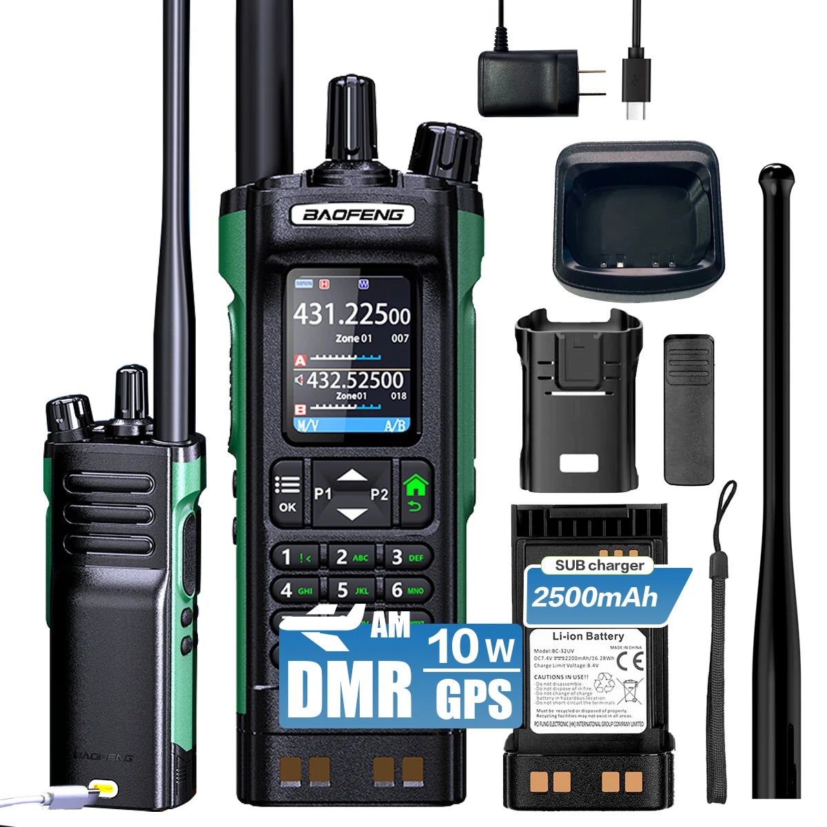 BAOFENG DM32 Walkie Talkie DMR GPS 10W Programming Multi Band Wireless Copy Frequency Type-C DM-32UV Ham 2 Way Ra