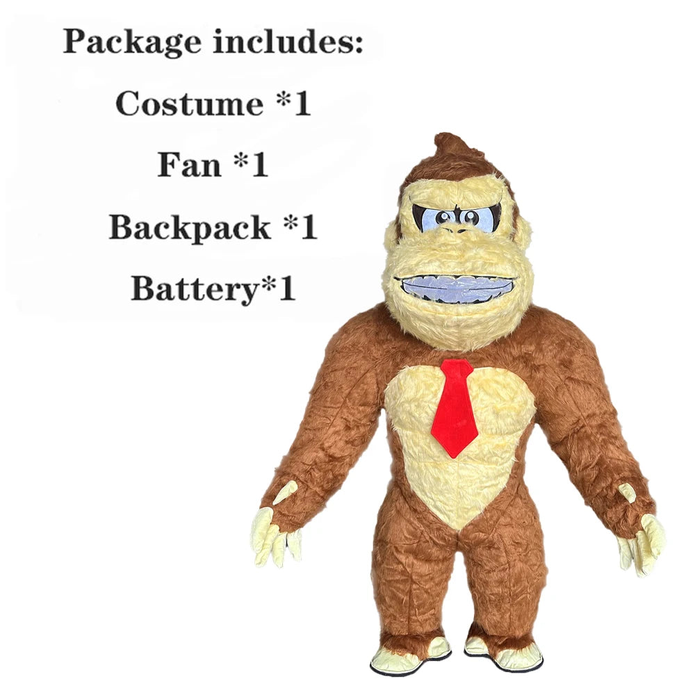 2M Standing Monkey Inflatable Costume with Battery Mascot Adult Role Playing Animal Birthday Halloween Party Event Set