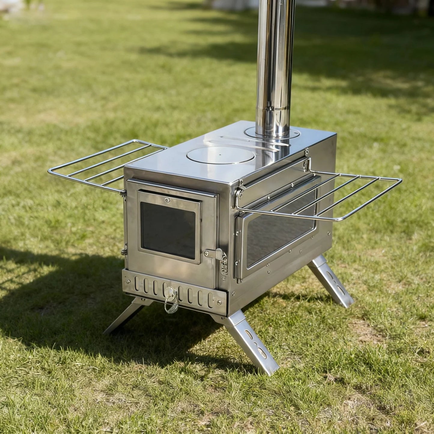 Portable Camping Tent Wood Stove for Outdoor Heating Stainless Steel Hot Tent Stove Burner Stove with 7 Chimney Pipes