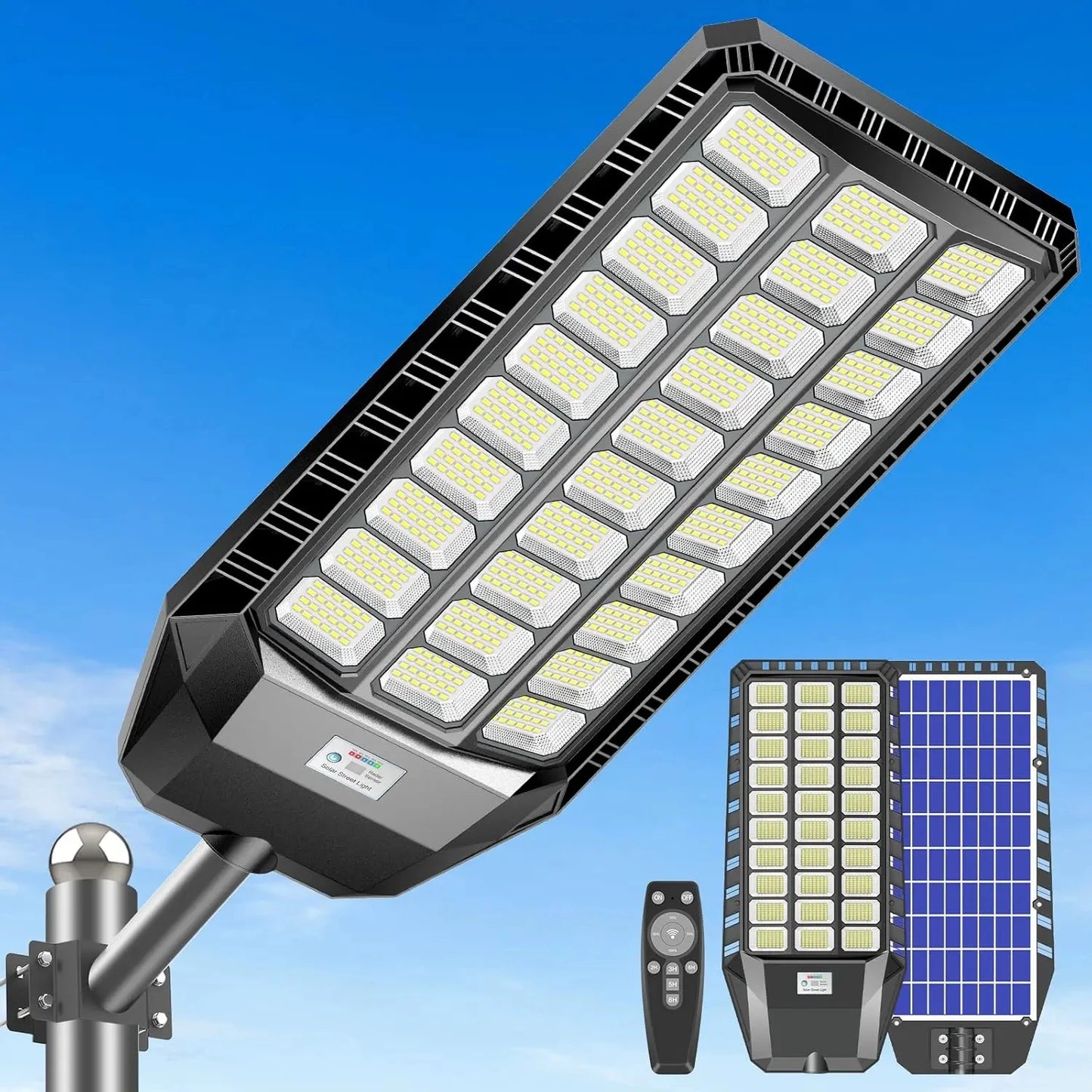Solar Security Light Outdoor, Solar Street Light with Motion Sensor, Dusk to Dawn Auto Lighting, IP66 Waterproof LED Solar Powered Light for Yard Garden Driveway Porch Area Lighting,