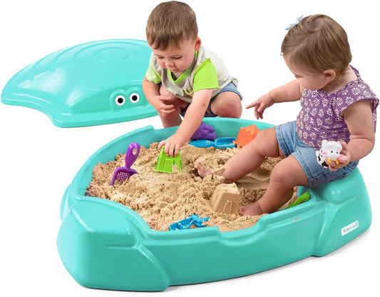 Coastal Crab Fully Assembled Sandbox for Kids, Toddler Outdoor Sand Box with Lid for Playground, Backyard, Ages 1.5 to 5 Years,