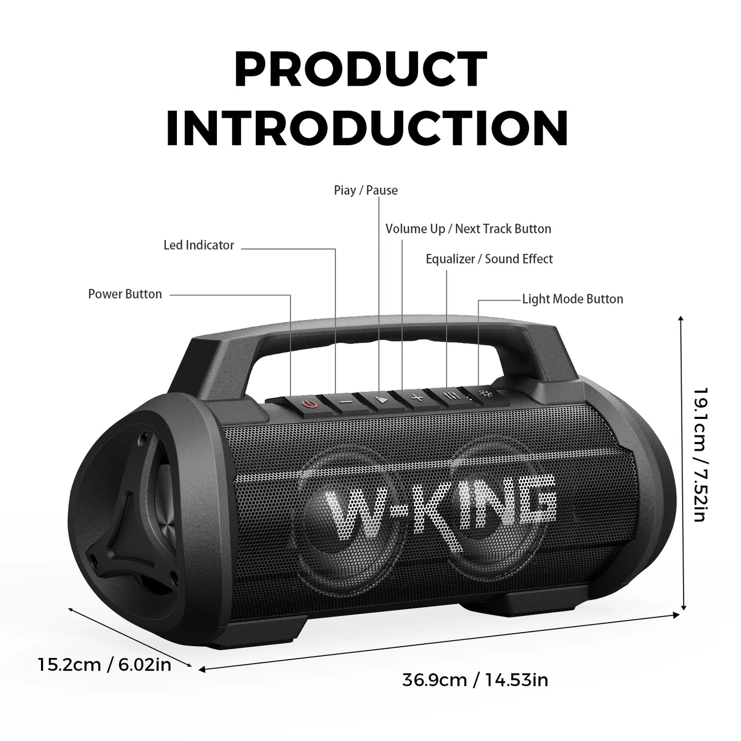 W-KING D10MIC 70W RMS Bluetooth Portable Speaker Wireless Loud IPX6 Waterproof Bluetooth Music Box with Subwoofer/Bass Boost
