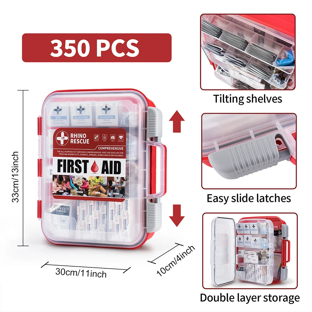 350 Pieces OSHA All-Purpose First Aid Kit, Home & Office Professional Medical Supplies,  for Emergency, School