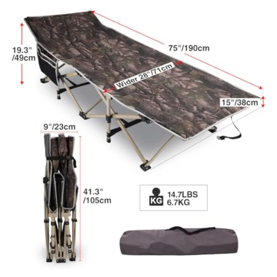 2-Pack Folding Camping Cots for Adults with Mattress Pad Heavy Duty Sleeping Cots Soft Comfortable for Outdoor Camping Indoor