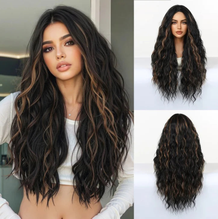 TopShe 28 Inch Burgundy Long Wavy Synthetic Wig for Women Heat Resistant Dark Red Wine Red Center Part Bouncy Curly Hair Wigs Natural Looking Soft Hairpiece Daily Wear Cosplay Costume Halloween Party Festival Gift