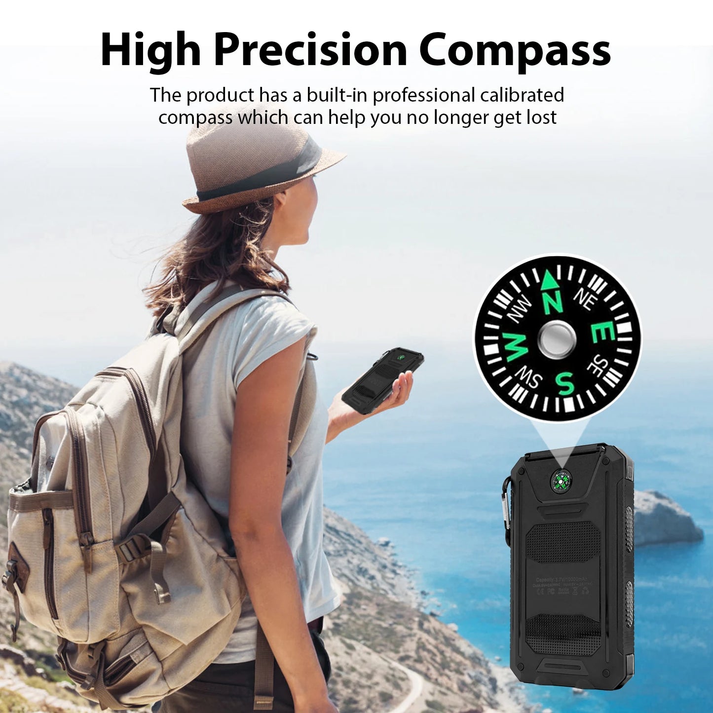 30000mAh Solar Power Bank Portable Dual 5V USB Ports 2 LED Light Flashlight Fast Charging for iPhone Samsung Tablets