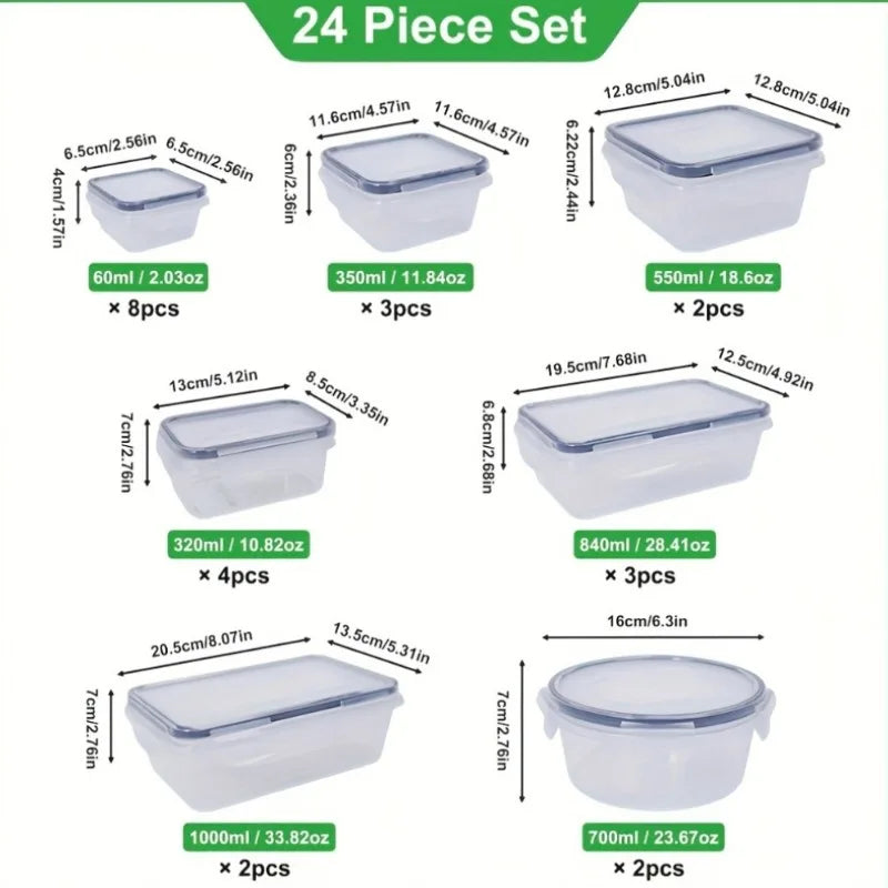 48PCS BPA-Free Food Storage Set – 24 Airtight Containers with Lids & Labels for Kitchen, Pantry & Travel