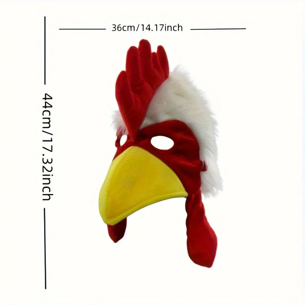 1 Fun Animal Rooster Headpiece‑Cute Chicken Hat Mask for Adults, Farm‑Themed Role‑Play, Humorous Poultry Costume Accessory for Parties and Halloween