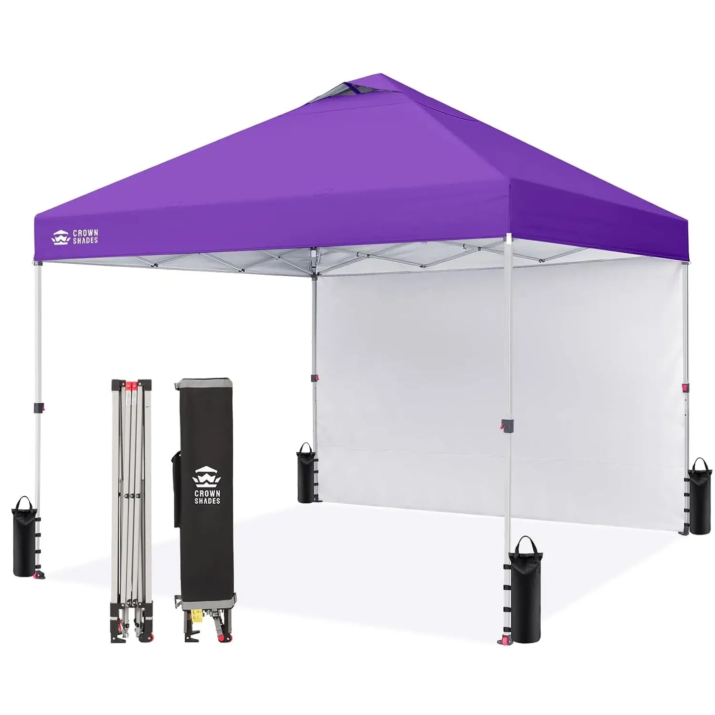 10x10 Pop Up Canopy with 1 Side Wall - Beach Tent with One Push Setup - Outdoor Sun Shade for Events, Parties,, Customized