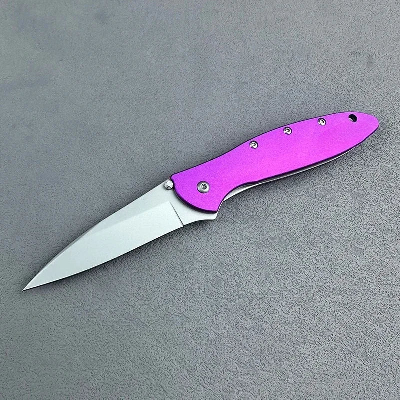 KS Leek 1660 Aluminum Folding Knife 8Cr13Mov Blade EDC Knife Window Breaker Self-Defense Tool Outdoor Fishing Knife Men's Gifts