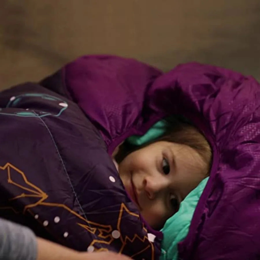 Glow in the Dark Mummy Sleeping Bag for and Youth Temperature Rating 30°F/-1°C Water-Resistant for Camping Hiking and Slumber Party