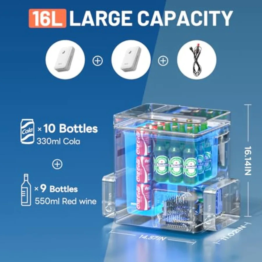 12V Car Refrigerator 20L Portable Electric Cooler with 2 U20 Batteries -468 Backpack Design for Camping Road Trips RV Boat Beach