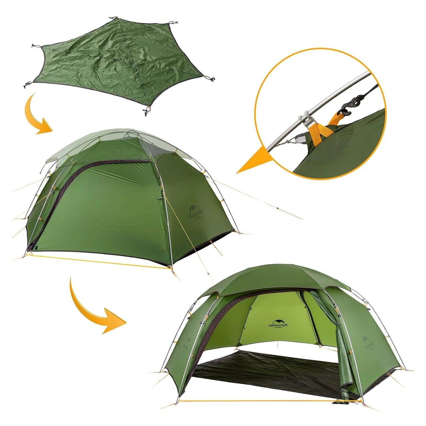 Naturehike Cloud Peak 2 Person Tent Ultralight Waterproof Camping Tent 4 Season Nylon Backpacking Traveling Tent