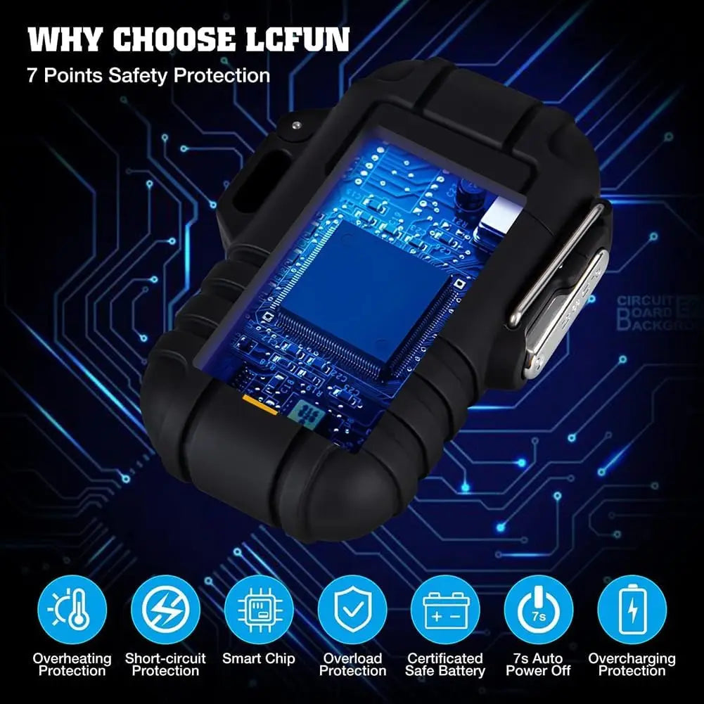 Windproof USB Rechargeable Plasma Lighter, Waterproof Flameless for Camping Hiking Survival Gifts