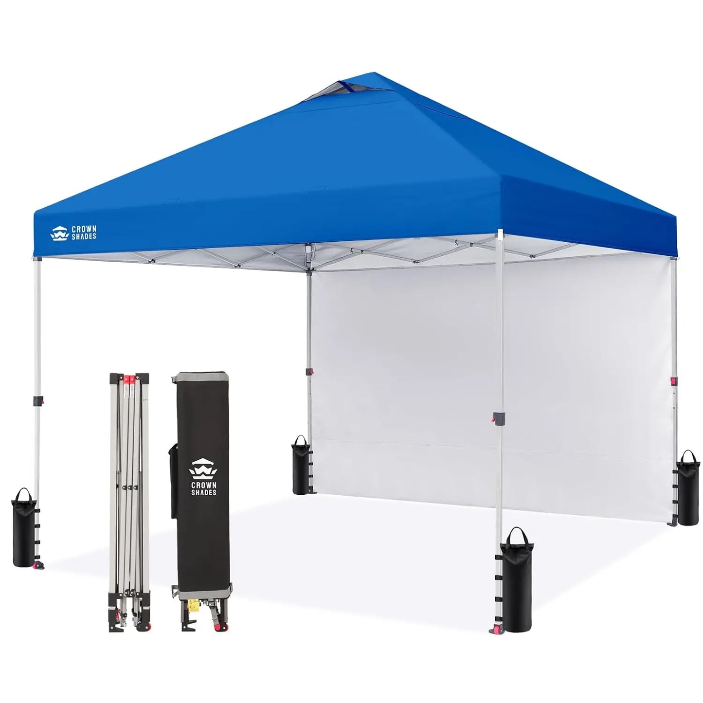 10x10 Pop Up Canopy with 1 Side Wall - Beach Tent with One Push Setup - Outdoor Sun Shade for Events, Parties,, Customized