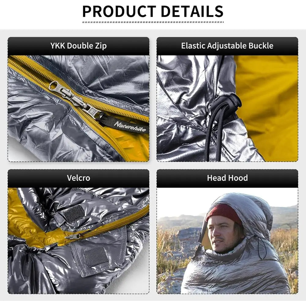 Ultralight Down Sleeping Bag for Adults, 650 Fill Power, Cold Weather Backpacking, -2°F / 18°F, Ideal for Camping and Hiking
