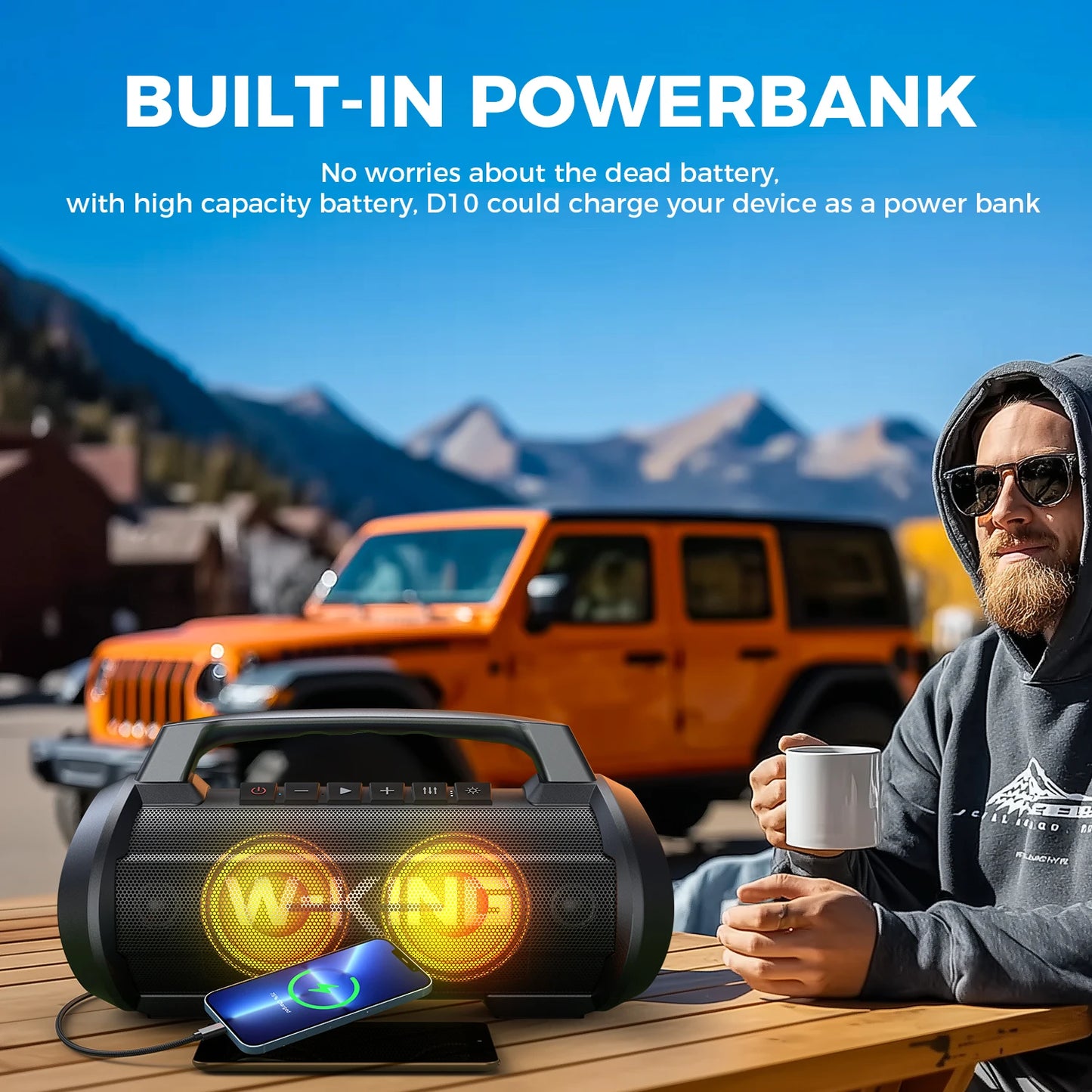 W-KING 70W RMS Bluetooth Portable Speaker,  Speaker Wireless Loud IPX6 Waterproof Bluetooth Speakers with Subwoofer/Bass Boost