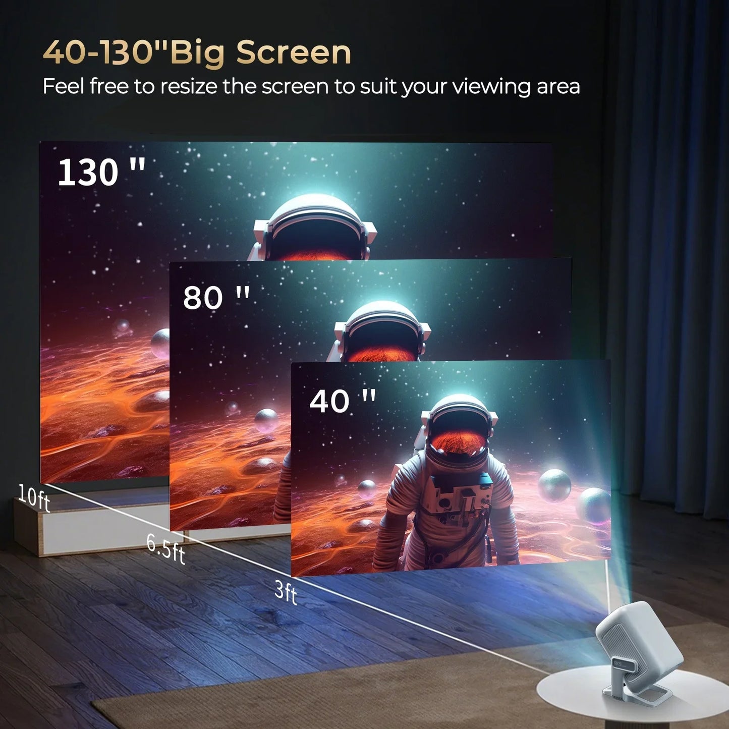 LynCast 4K X3AQ Projector 500ANSI Native 1080P Auto Focus Android 14 BT5.4 WIFI6 Portable Home Theater