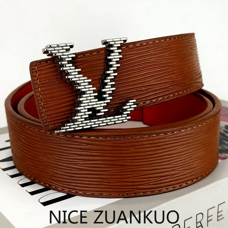 Men's Genuine Leather Belt, A New 26SS Summer Fashion Luxury Brand Belt, Featuring A French Wave Design. Perfectly Matches Men's Business Attire, Suitable for Both Casual and Fashionable Outfits. Unique in Concept, A Must-hav