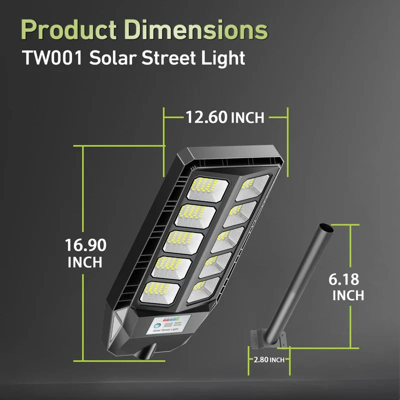 Solar Street Light Outdoor, 4000W LED Solar Powered Flood Light with Remote Control, Motion Sensor Dusk to Dawn Security Lighting, IP66 Waterproof for Yard Driveway Garden Deck Garage