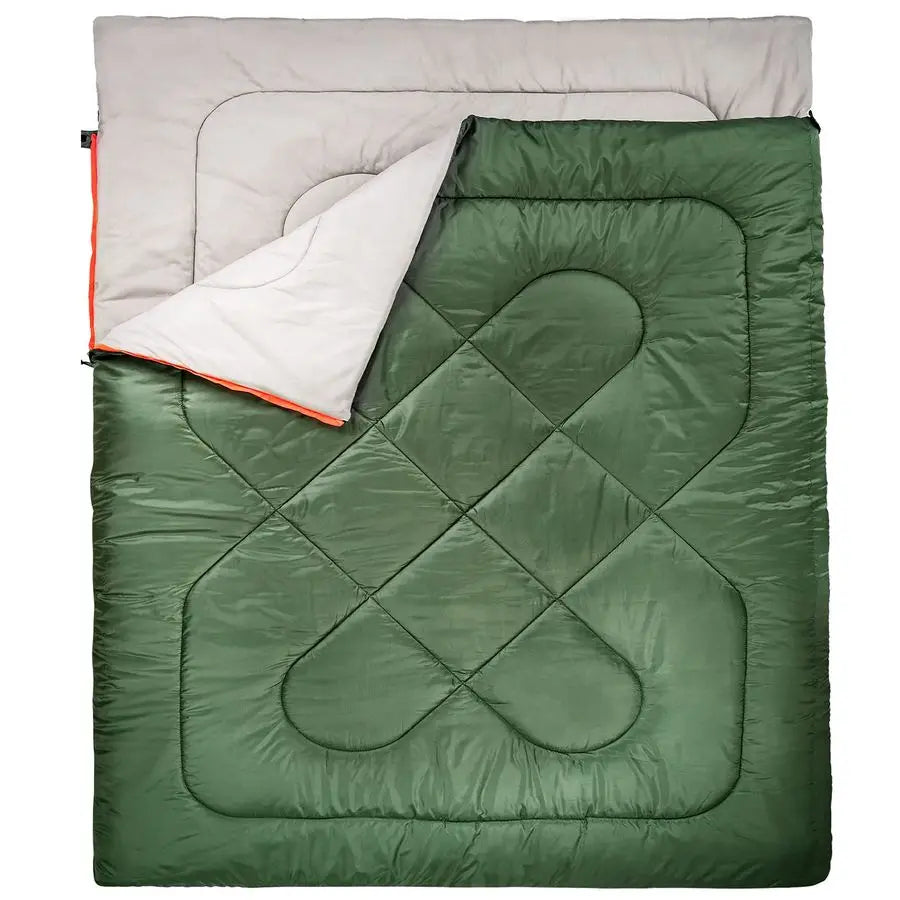 40F Cold Weather TwoPerson Sleeping Bag for Outdoor Camping, Queen Size XL, 87 x 59, Olive Green