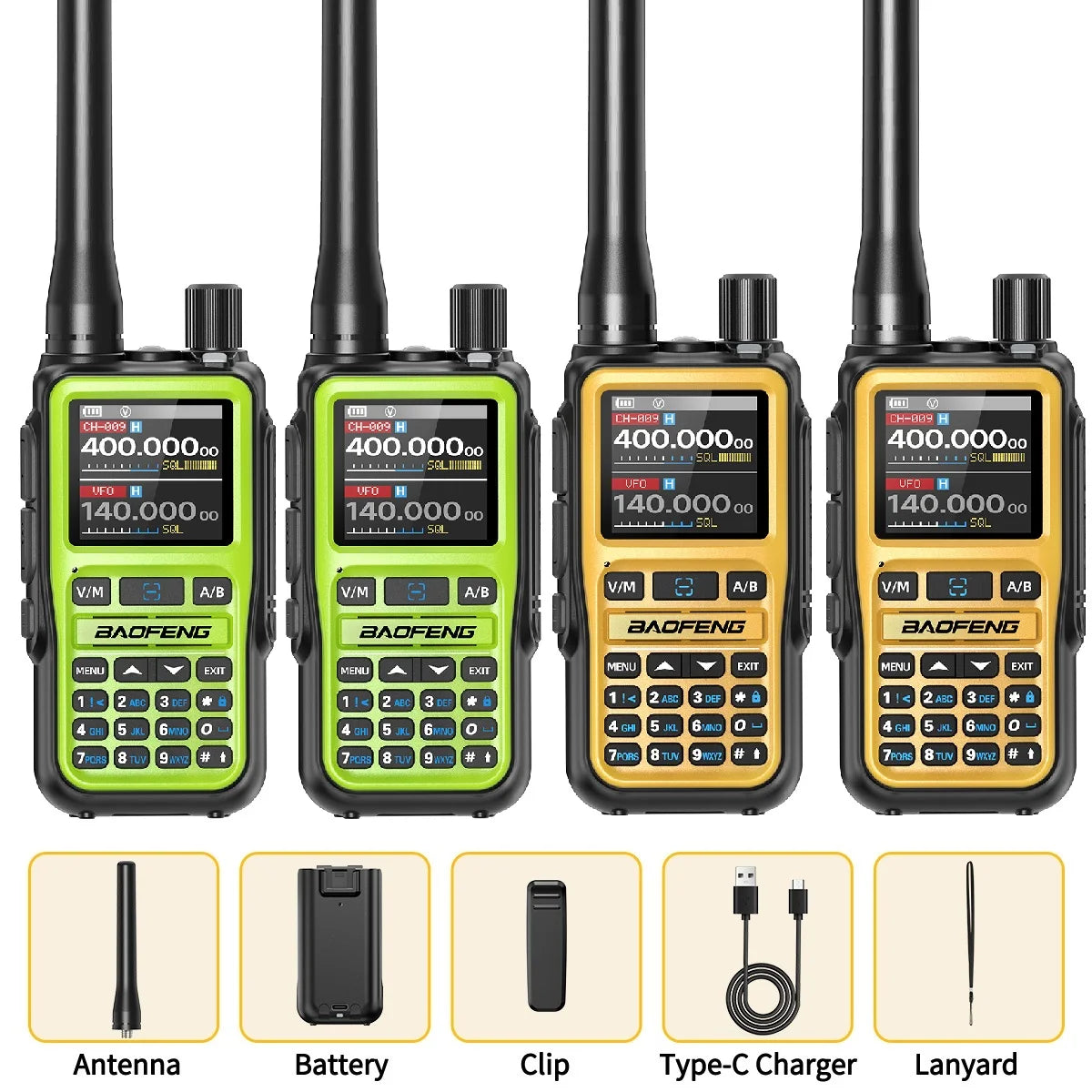 4PACK BAOFENG UV-5R MINI Walkie Talkie Bluetooth Programming Ham Two Way Radio Handheld Long Range Type-C Dual PTT Multi Band