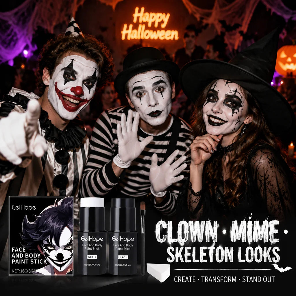 Halloween Face Paint Sticks Kit Vibrant Costume Makeup Set for Kids Adults Washable Cream-Based Face Paint Body Art Party Cosplay Gift Non-Toxic Safe