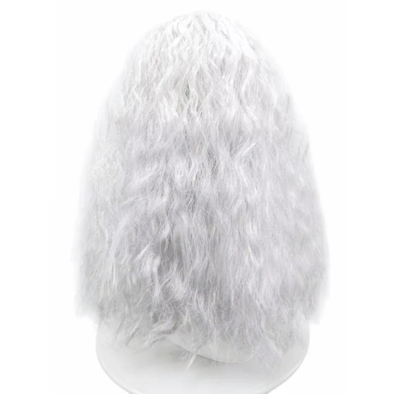 White Silver Gray Synthetic Fiber Long Curly Wig Big Waves Fluffy Voluminous Thick Hair with Part Heat Resistant Adjustable Cap for Women Girls Cosplay Party Halloween Masquerade Ball Theatre Stage Show Role Play