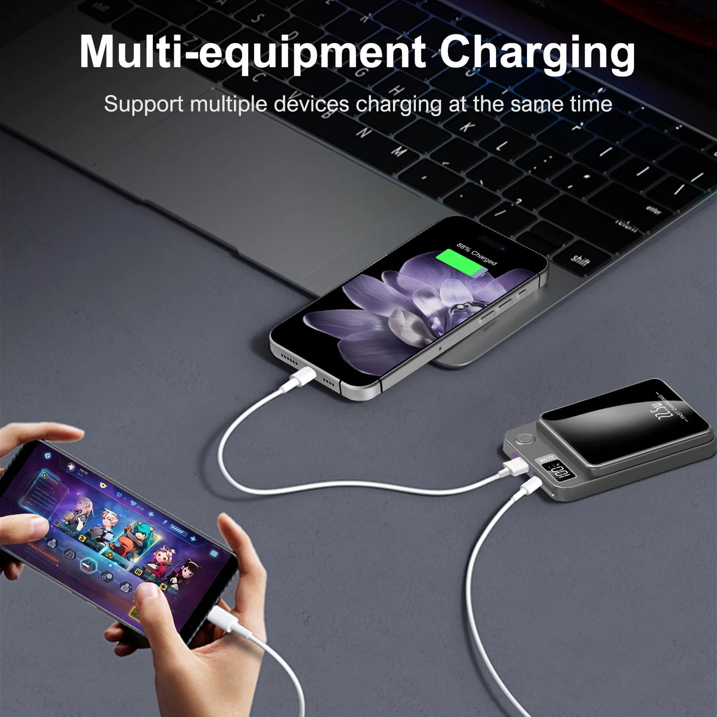 Magnetic Wireless Power Bank Fast Charging PD 22.5W 10000mAh Portable Charger USB-C External Battery For Iphone Huawei Samsung