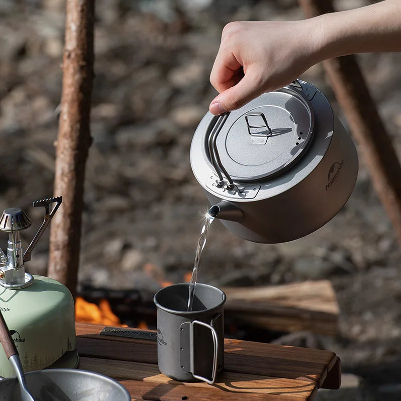 Naturehike Titanium Water Kettle 0.8L Black Ultralight Cooking Kettle Camping Outdoor Boiling Water Coffee Tea