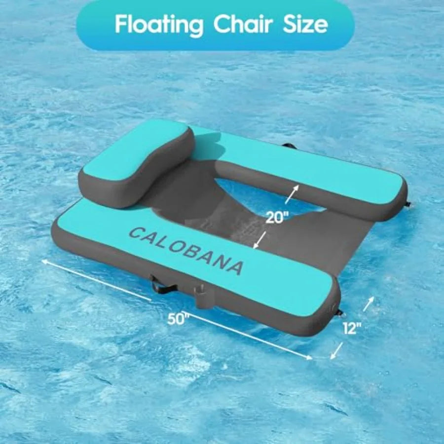 Heavy Duty Inflatable Floating Chair for Adults Portable Pool Float Lounger in Blue Durable and Comfortable for Swimming Pool L