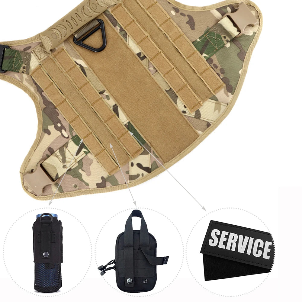 Tactical Dog Harness Leash Set for Large Dogs Military Harnesses for Training Walking Hunting Pet Vest Handle No Pull Malinois