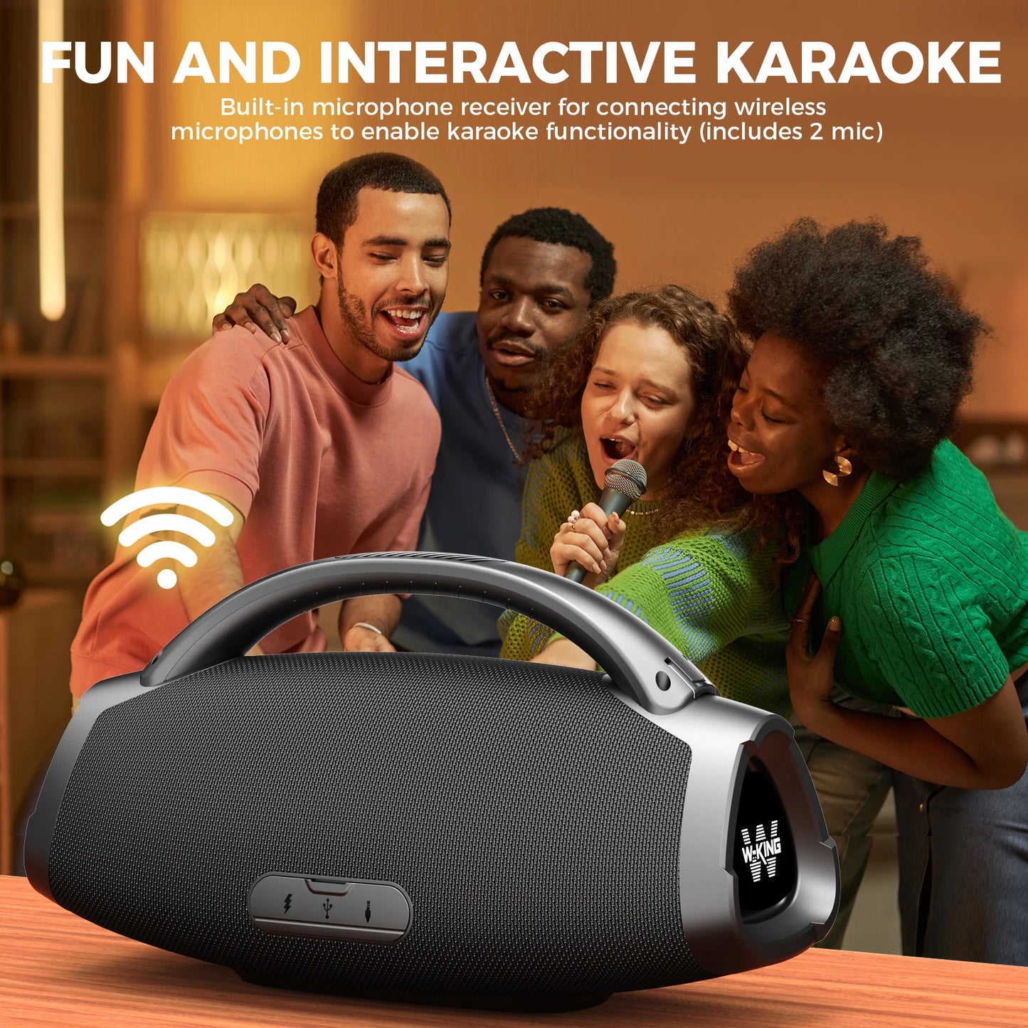 W-KING X20S Bluetooth Speaker w/Strap140W RMS Massive Bass Party Boombox IPX7 Waterproof Speaker Loud Outdoor Portable Sound Box