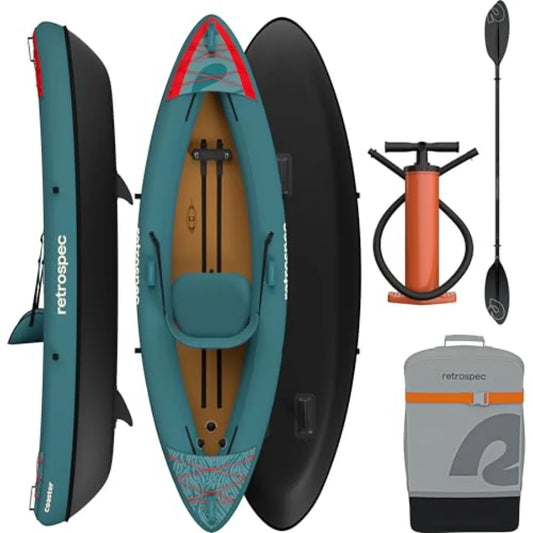 Inflatable Kayak for Adults Single Tandem 220 440lb Weight Ccity Lightweight with Paddle Pump Blue Red