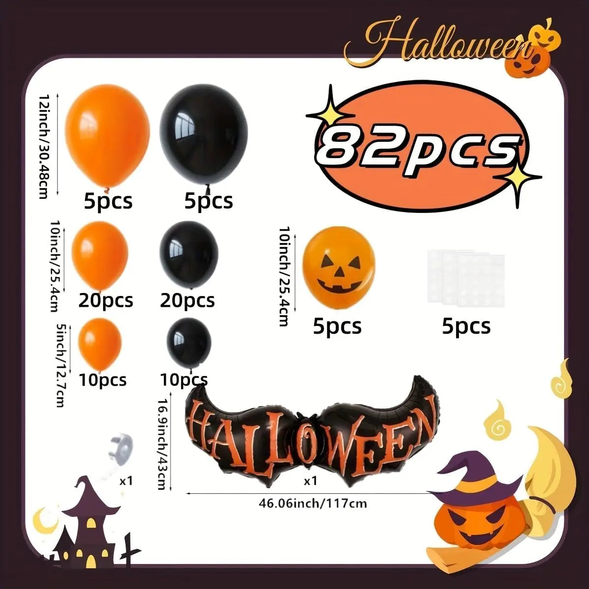Halloween Balloon garland Arch Black Orange Halloween Party Decorations
