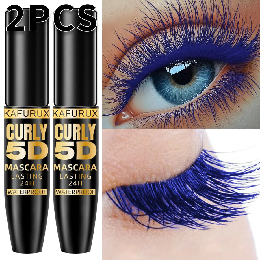 2pcs Colorful Slender Mascara Waterproof Fast Drying Curling Eyelashes Multi Color Lashes Makeup Long Lasting Blue Green Black White Cosmetic for Women Gifts