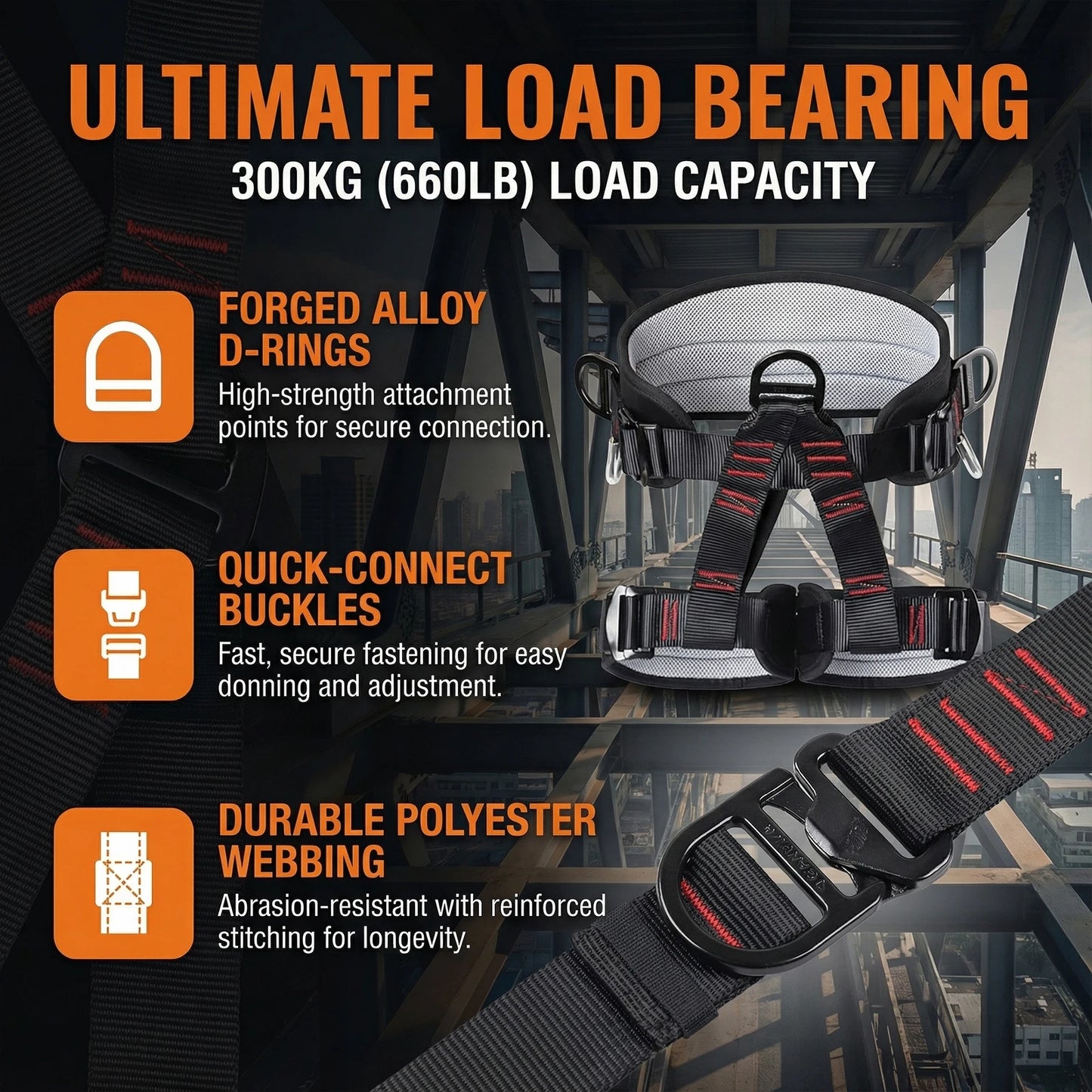 Adjustable Safety Belt Harness for Women and Men Half Body Safety Belt for Roofing Fire Rescuing Rock Climbing Tree Climb