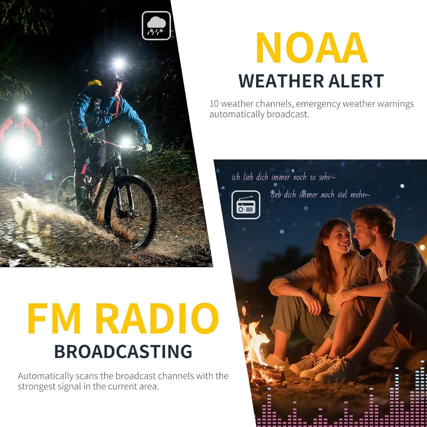 Waterproof Floating Walkie Talkies Long Range FRS Radios FM NOAA Weather Rechargeable Two Way Communication 2 Pack