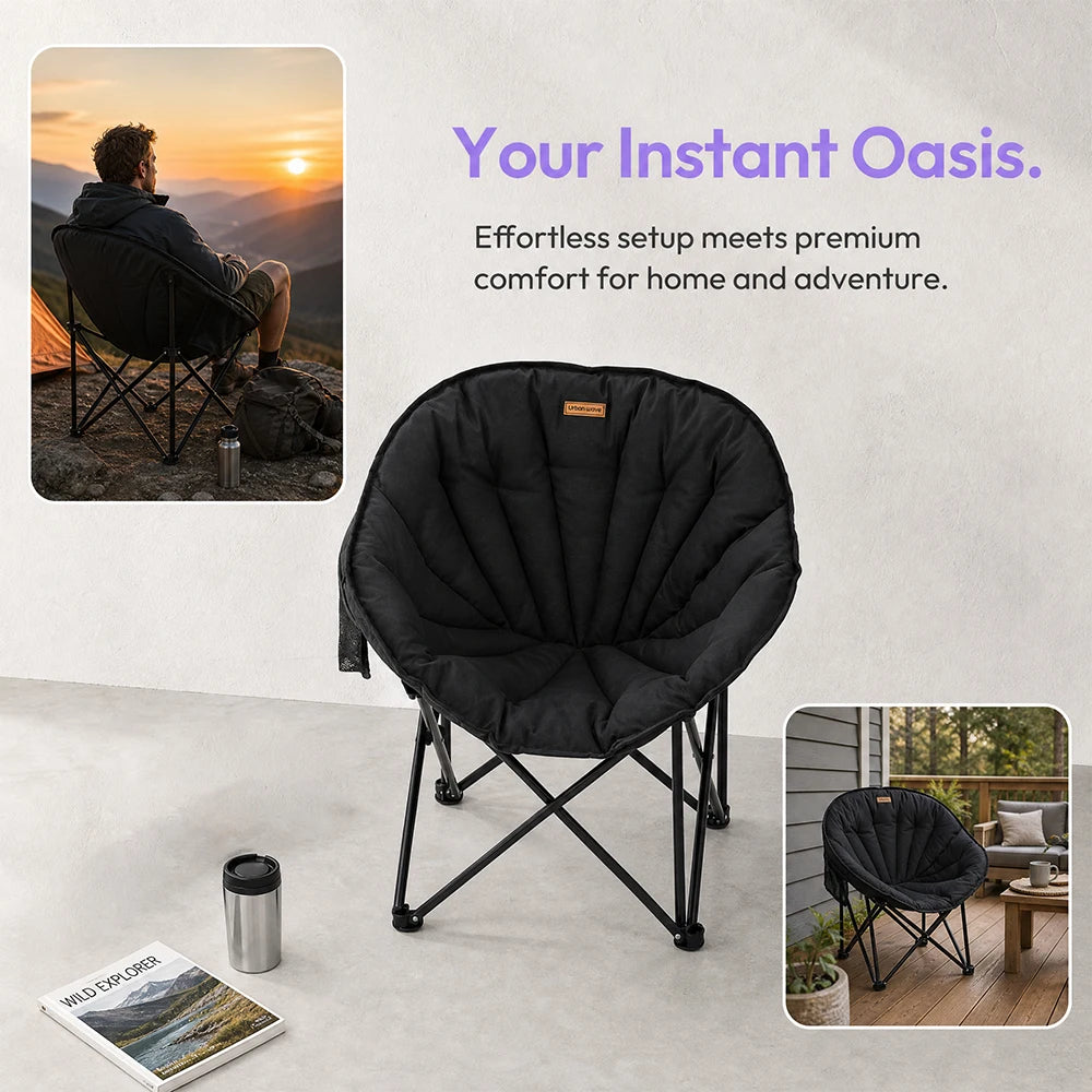 Extra Large Heavy-Duty Outdoor Camping Folding Chair with 330 Lbs Capacity Includes Storage Bag Side Net Pocket Cooler And Sport Kit for Lawn Beach Camping Travel Hiking
