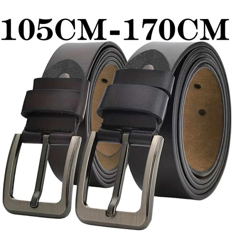 Men Pin Buckle Belts Real Leather Belt Plus LONG 130 140 150 160 170cm Large Size Luxury Designer Waist Straps Belts for Jeans Genuine Leather High Quality Waist Belt