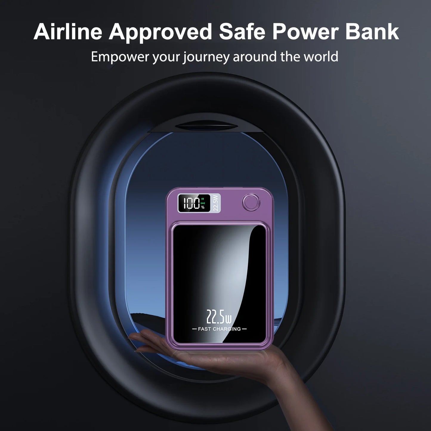 2-in-1 Wireless Magnetic Power Bank Fast Charging Portable PD 22.5W 10000mAh LED Power Display for iPhone 17/16/15/14 Samsung