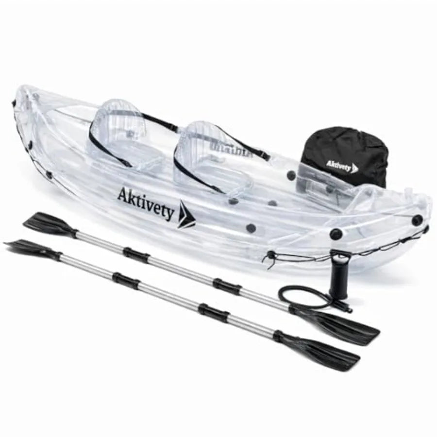 Clear Kayak 2 Person Transparent Inflatable Tandem For Adults Suitable For Lake Use Made Of Premium PVC In Crystal Clear With E