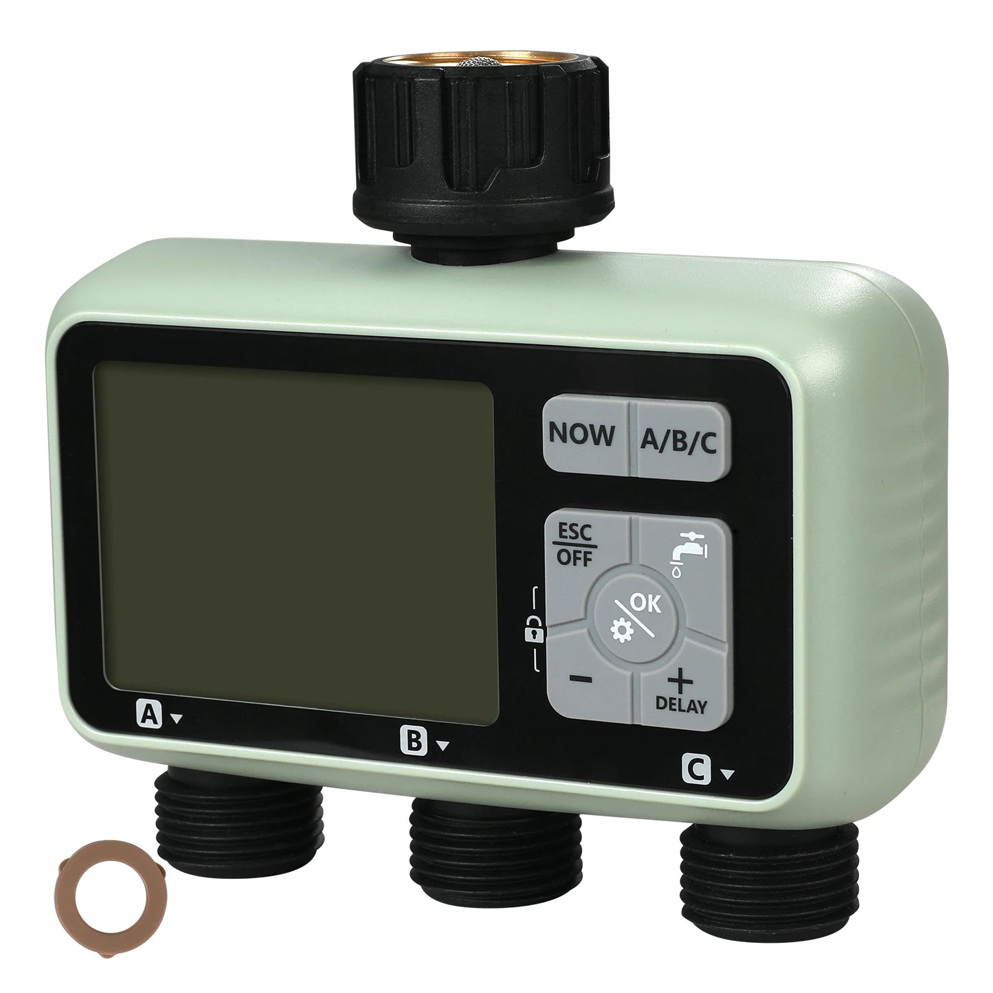 Water Timer 3 Outlets Hose 3 Independent Watering Zone LCD Display Rain Delay Mode Manual Mode Watering Sprinkler Timer