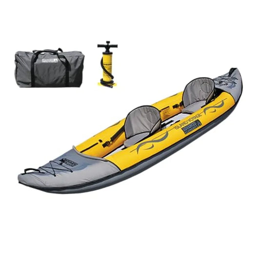 Inflatable Kayak - Recreational Convertible Kayak for 1 or 2 Persons - 11 ft - Yellow