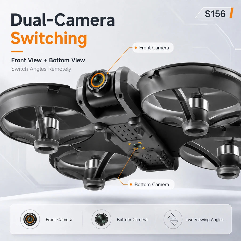 ZNLYRION S156 RC Drone 8K Dual Camera Quadcopter with 5.9-inch Screen Remote Brushless Motor Optical Flow Hovering 360° Protection WiFi FPV Remote Control Aircraft with Storage Bag 1 Battery