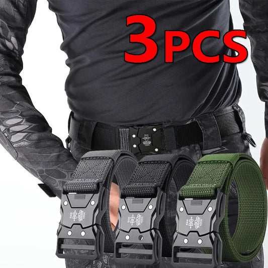 "Genuine Tactical Belt Black Quick Release Outdoor Men's Belt Buckle Quick Release Elastic Belt Sport Nylon Braided Belts for Men "
