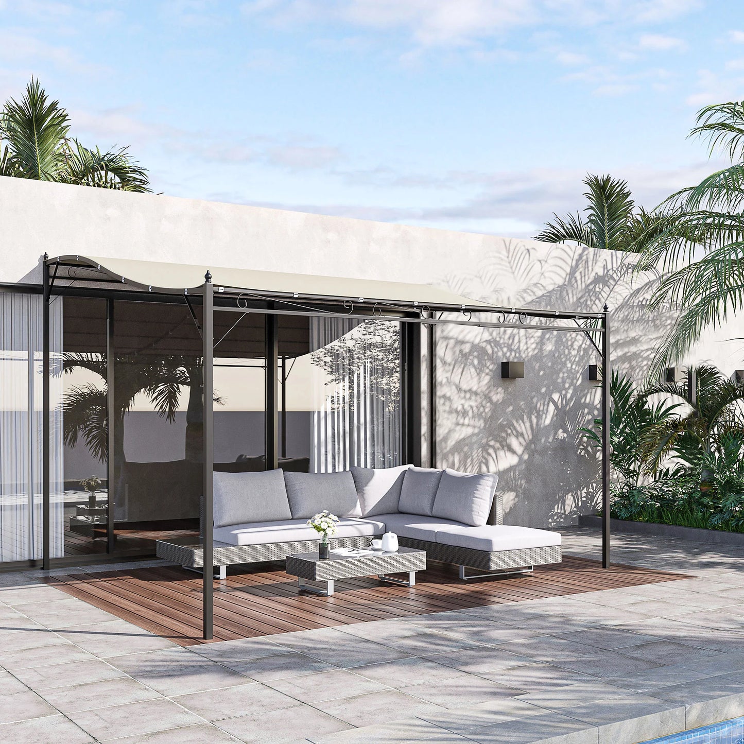 10' X 10' Steel Outdoor Pergola Gazebo Patio Canopy Backyard Pool Deck Garden