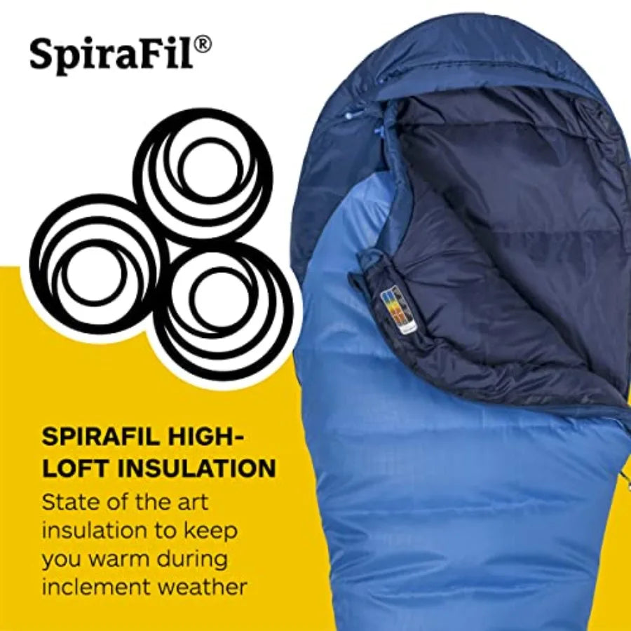15° Sleeping Bag Insulated Water-Resistant Left-Zip Cobalt Blue/Blue Night Long